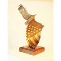 Cast bronze eagle on cast bronze American flag